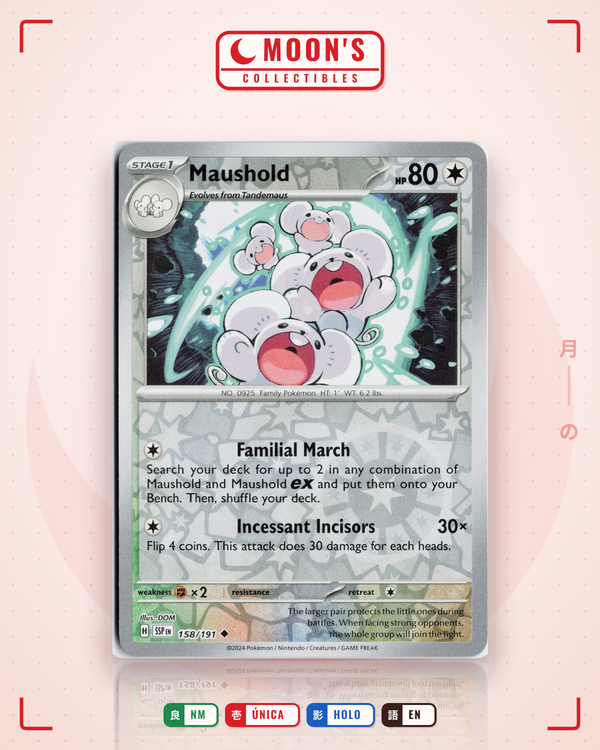 Carta Pokémon Maushold · Surging Sparks #158/191 (NM) — pieza única en Moon's Collectibles México