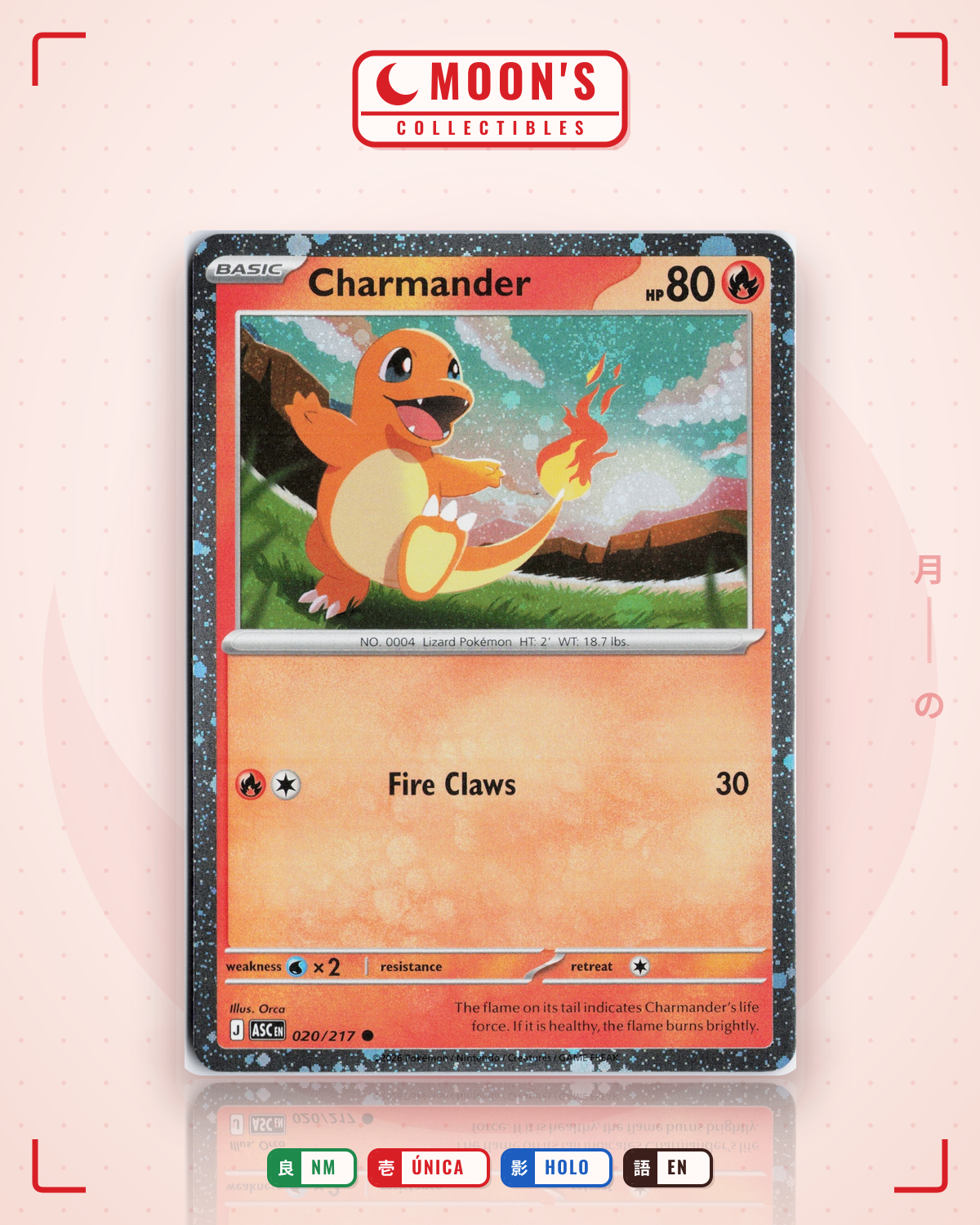 Carta Pokémon Charmander · Ascended Heroes #020/217 (NM) — pieza única en Moon's Collectibles México