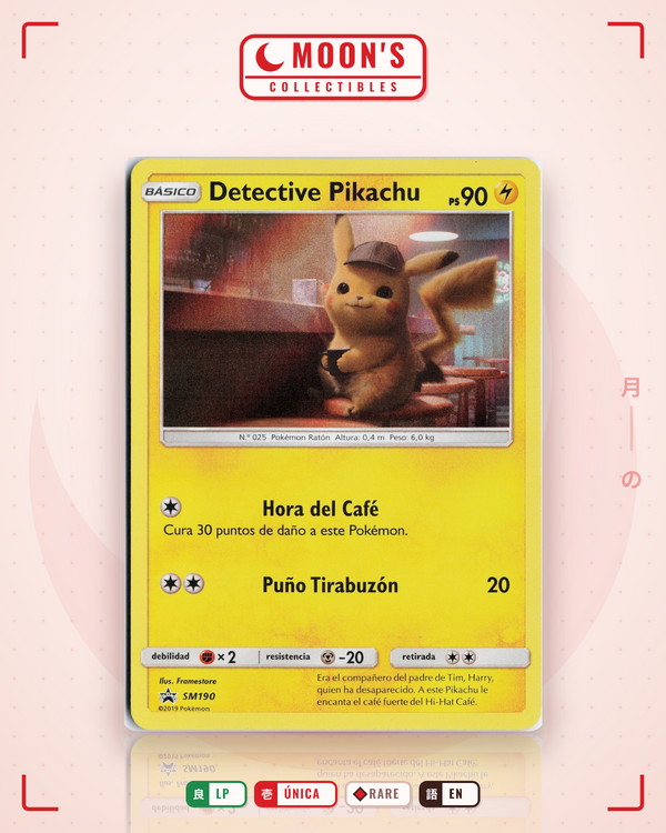 Carta Pokémon Detective Pikachu · SM Black Star Promos #SM190 (LP) — pieza única en Moon's Collectibles México