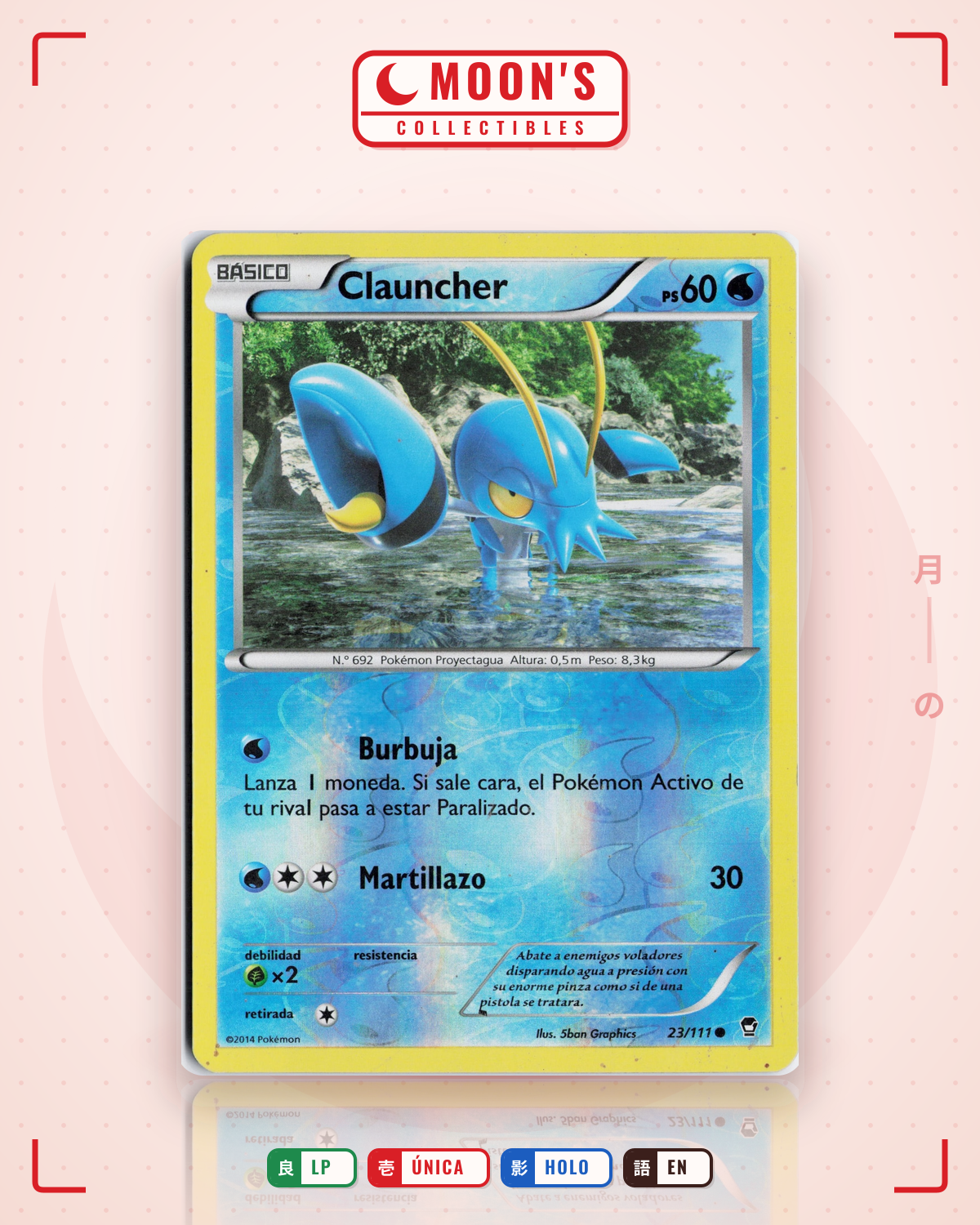 Carta Pokémon Clauncher · Furious Fists #23/111 (LP) — pieza única en Moon's Collectibles México