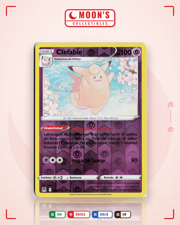 Carta Pokémon Clefable · Lost Origin #063/196 (NM) — pieza única en Moon's Collectibles México