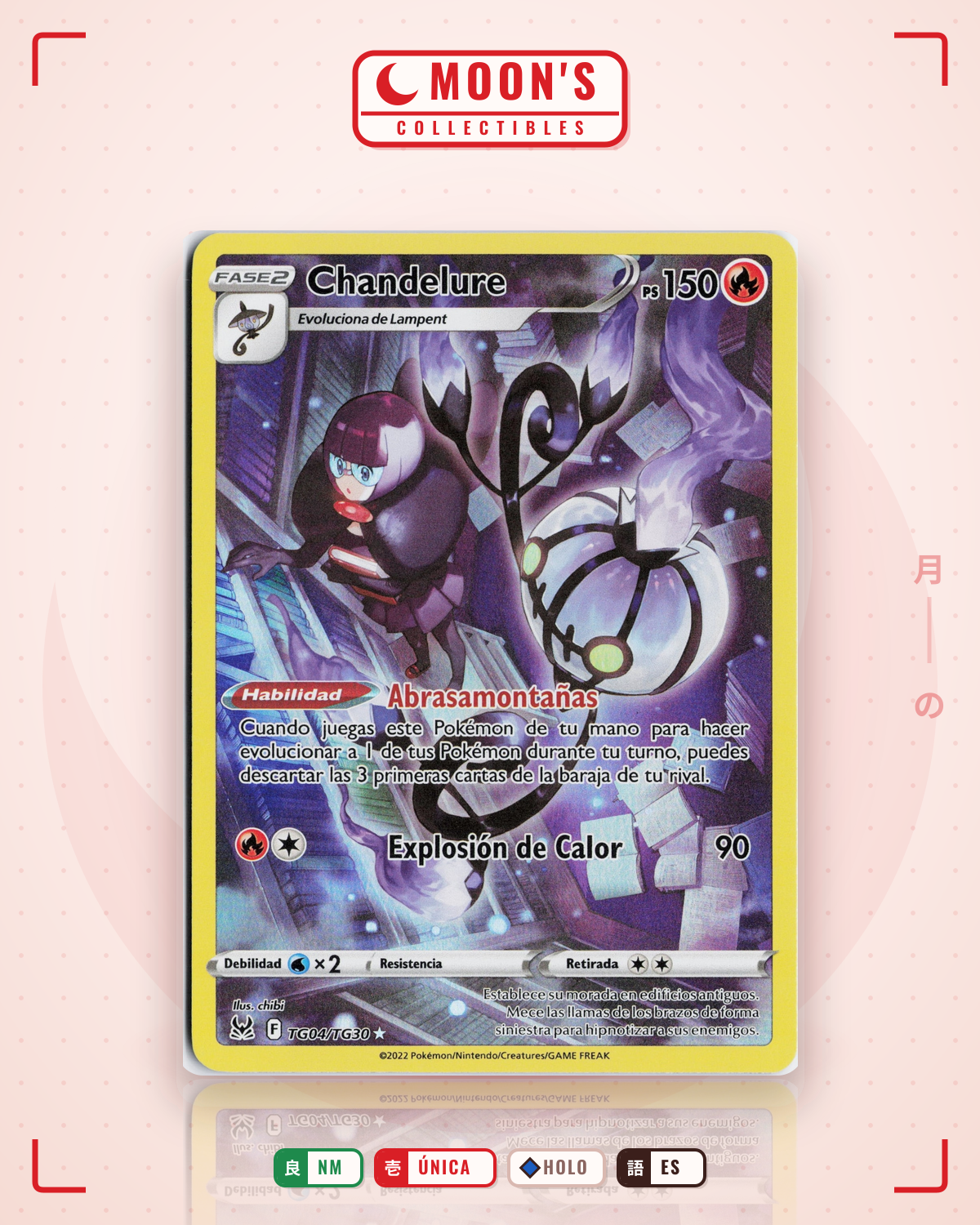 Carta Pokémon Chandelure · Lost Origin Trainer Gallery #TG04/TG30 (NM) — pieza única en Moon's Collectibles México