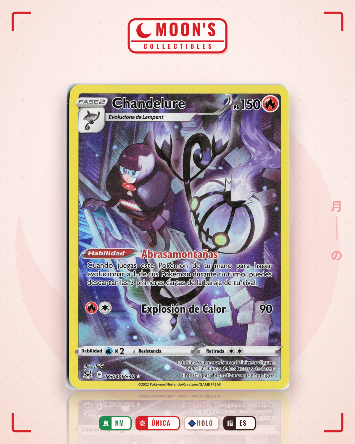 Carta Pokémon Chandelure · Lost Origin Trainer Gallery #TG04/TG30 (NM) — pieza única en Moon's Collectibles México