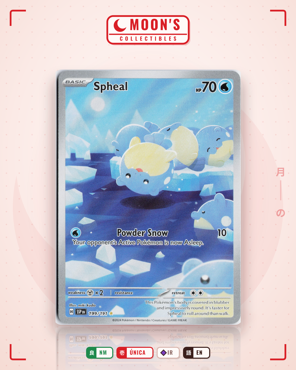 Carta Pokémon Spheal · Surging Sparks #199/191 (NM) — pieza única en Moon's Collectibles México