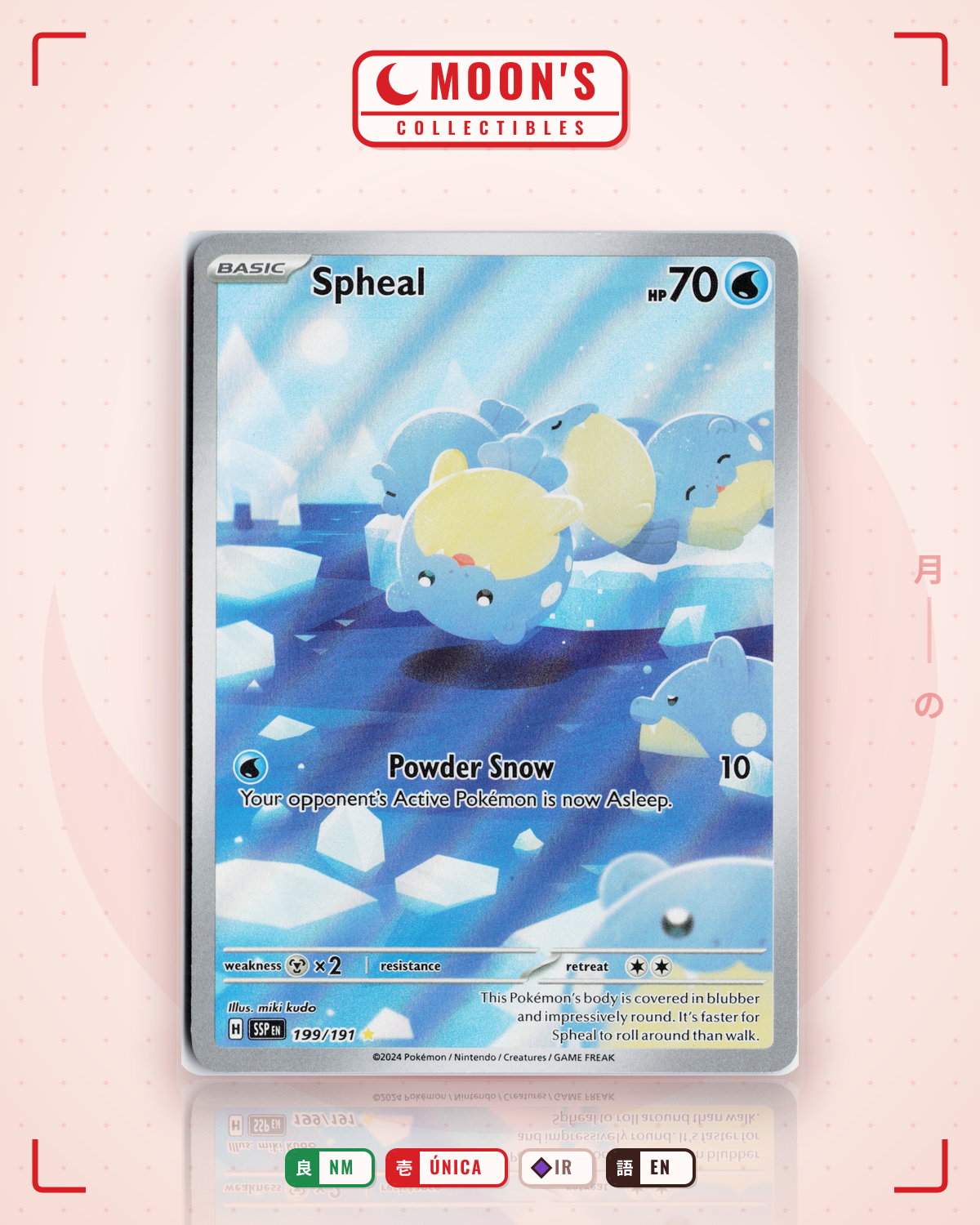 Carta Pokémon Spheal · Surging Sparks #199/191 (NM) — pieza única en Moon's Collectibles México