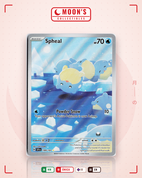 Carta Pokémon Spheal · Surging Sparks #199/191 (NM) — pieza única en Moon's Collectibles México