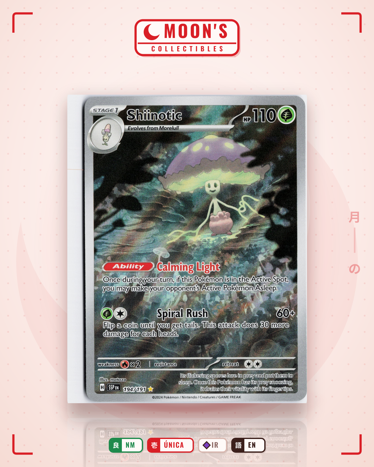 Carta Pokémon Shiinotic · Surging Sparks #194/191 (NM) — pieza única en Moon's Collectibles México