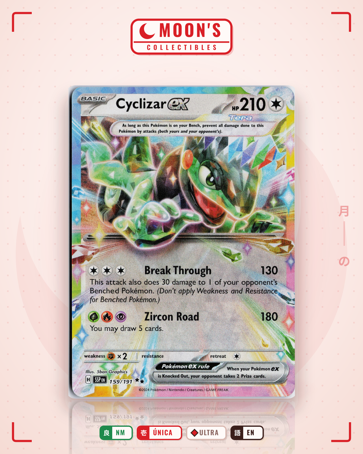 Carta Pokémon Cyclizar ex · Surging Sparks #159/191 (NM) — pieza única en Moon's Collectibles México