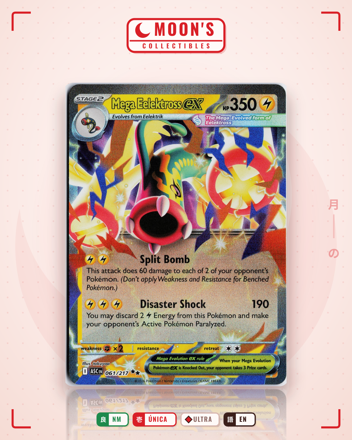 Carta Pokémon Mega Eelektross ex · Ascended Heroes #061/217 (NM) — pieza única en Moon's Collectibles México