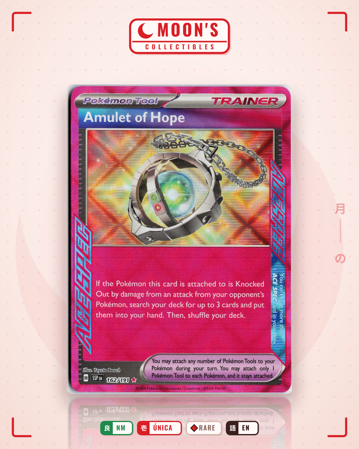 Carta Pokémon Amulet of Hope · Surging Sparks #162/191 (NM) — pieza única en Moon's Collectibles México
