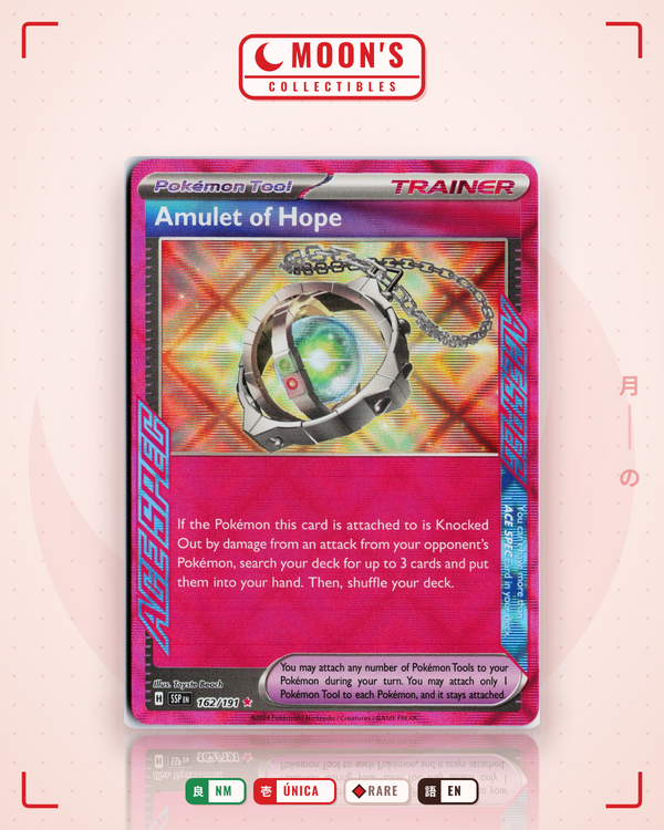 Carta Pokémon Amulet of Hope · Surging Sparks #162/191 (NM) — pieza única en Moon's Collectibles México