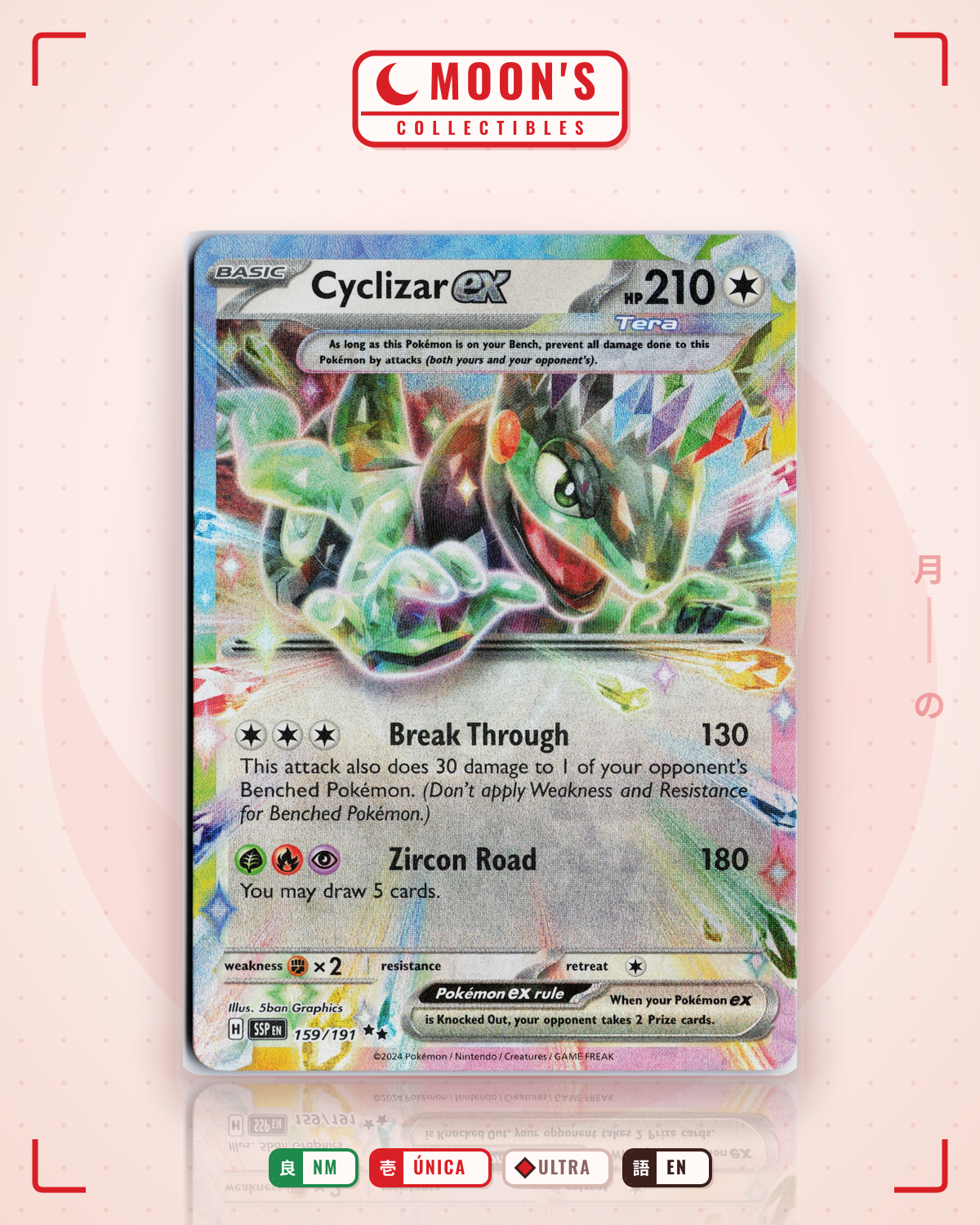 Carta Pokémon Cyclizar ex · Surging Sparks #159/191 (NM) — pieza única en Moon's Collectibles México