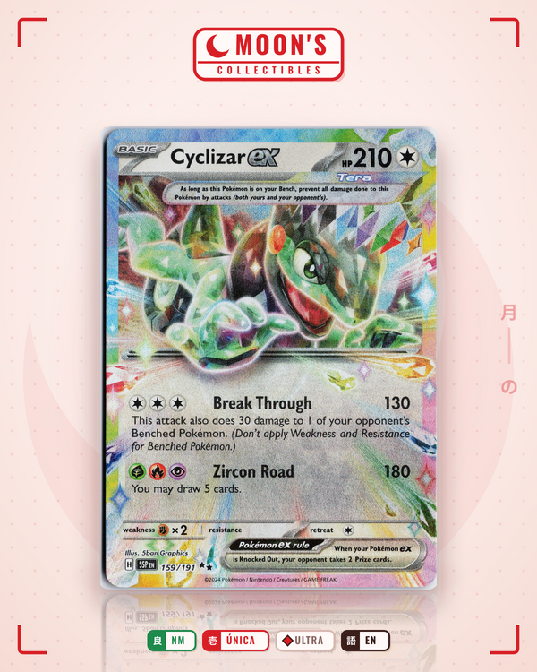 Carta Pokémon Cyclizar ex · Surging Sparks #159/191 (NM) — pieza única en Moon's Collectibles México