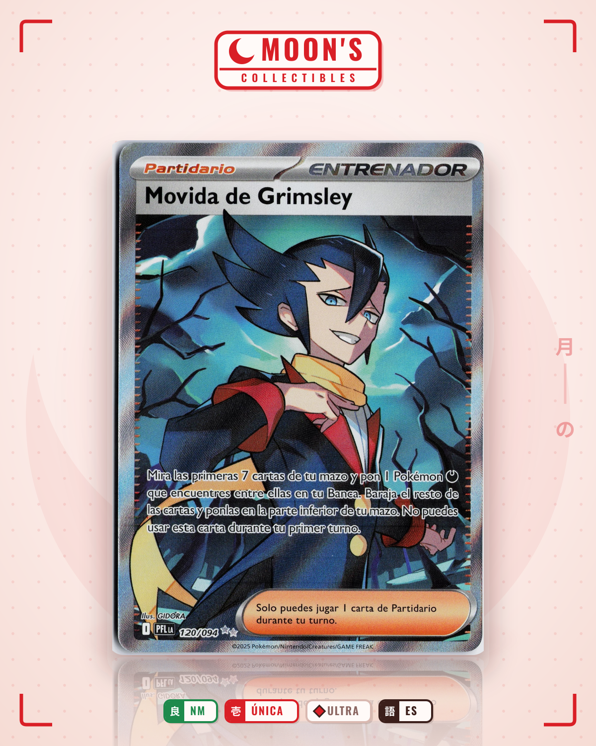 Carta Pokémon Grimsley's Move · Phantasmal Flames #120/094 (NM) — pieza única en Moon's Collectibles México