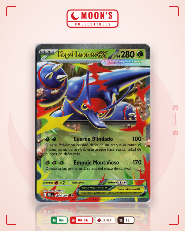 Carta Pokémon Mega Heracross ex · Phantasmal Flames #004/094 (NM) — pieza única en Moon's Collectibles México