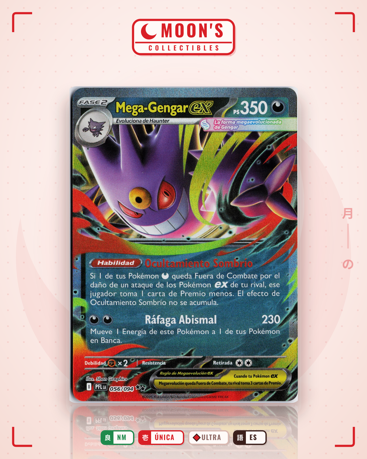 Carta Pokémon Mega Gengar ex · Phantasmal Flames #056/094 (NM) — pieza única en Moon's Collectibles México