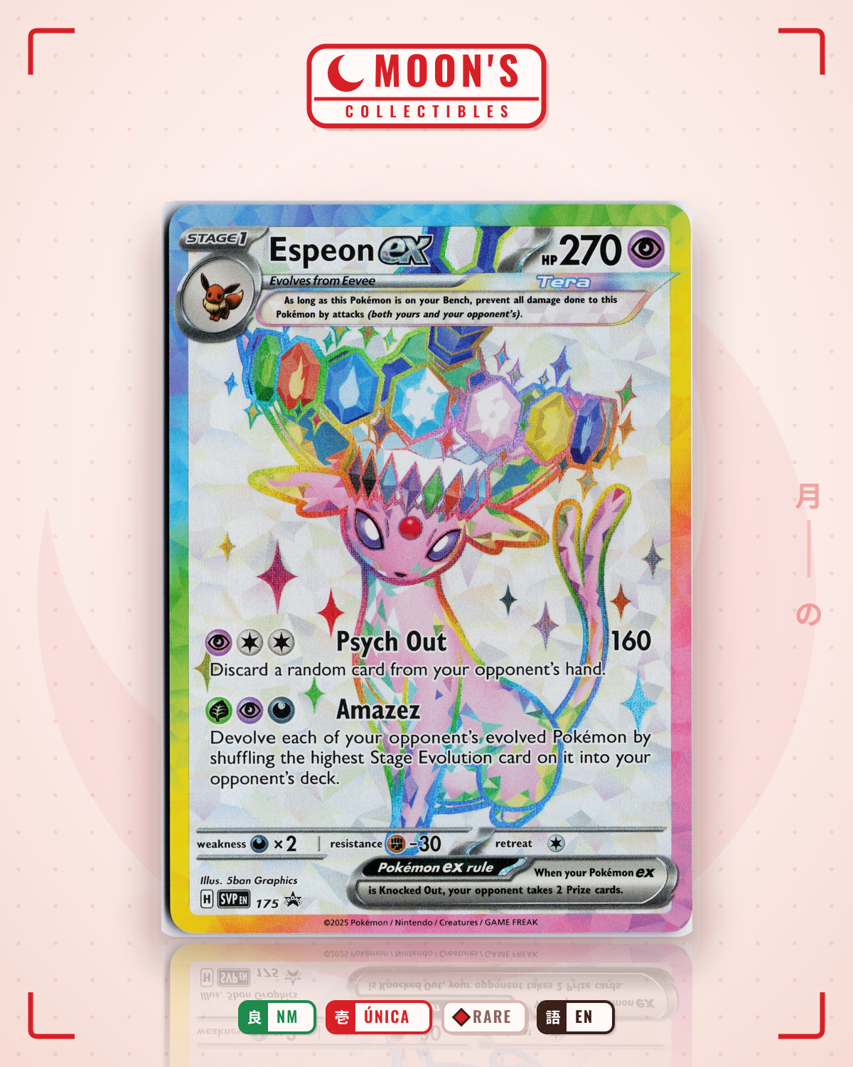 Carta Pokémon Espeon ex · Scarlet & Violet Black Star Promos #175 (NM) — pieza única en Moon's Collectibles México