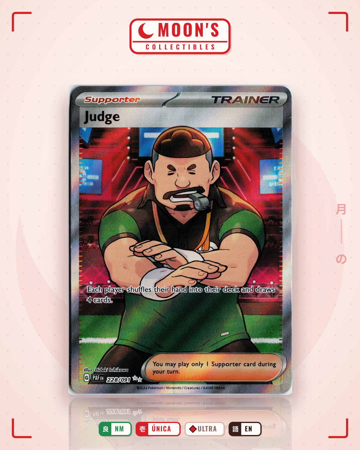 Carta Pokémon Judge · Paldean Fates #228/091 (NM) — pieza única en Moon's Collectibles México