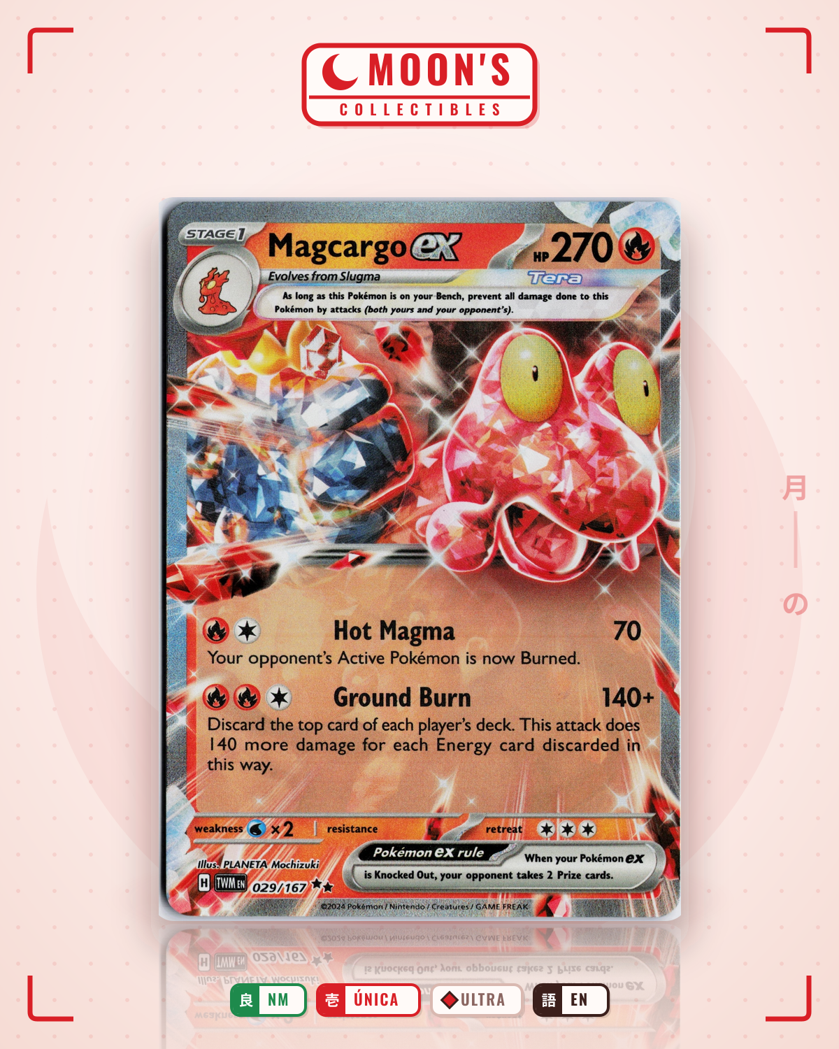 Carta Pokémon Magcargo ex · Twilight Masquerade #029/167 (NM) — pieza única en Moon's Collectibles México