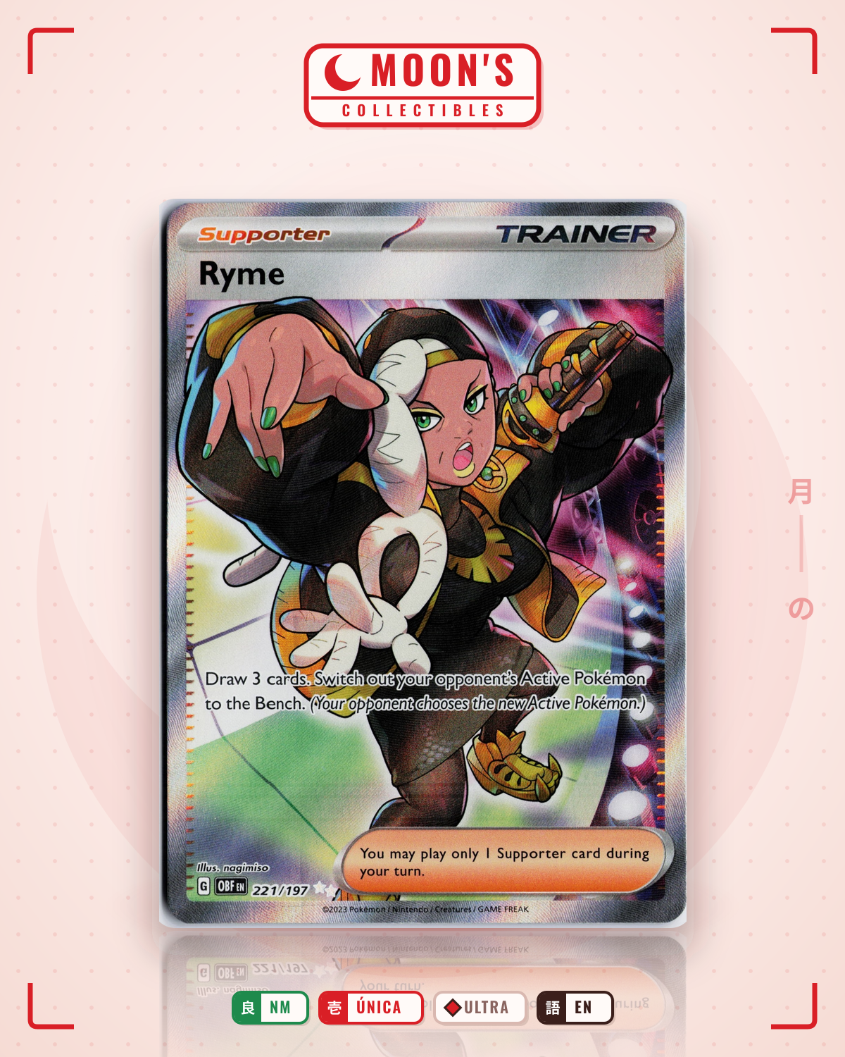 Carta Pokémon Ryme · Obsidian Flames #221/197 (NM) — pieza única en Moon's Collectibles México