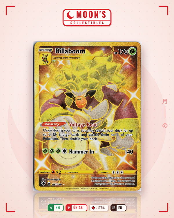 Carta Pokémon Rillaboom · Darkness Ablaze #197/189 (NM) — pieza única en Moon's Collectibles México