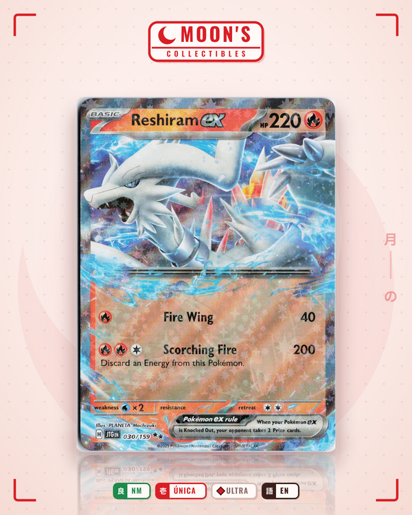 Carta Pokémon Reshiram ex · Journey Together #030/159 (NM) — pieza única en Moon's Collectibles México