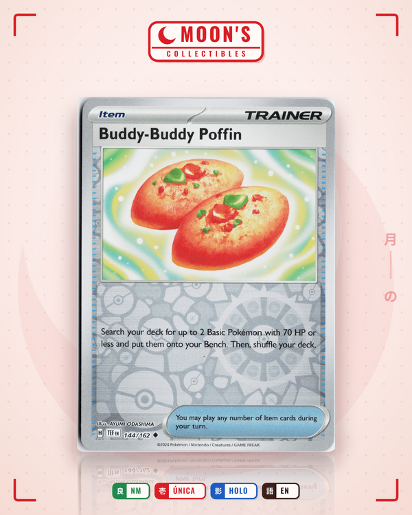 Carta Pokémon Buddy-Buddy Poffin · Temporal Forces #144/162 (NM) — pieza única en Moon's Collectibles México