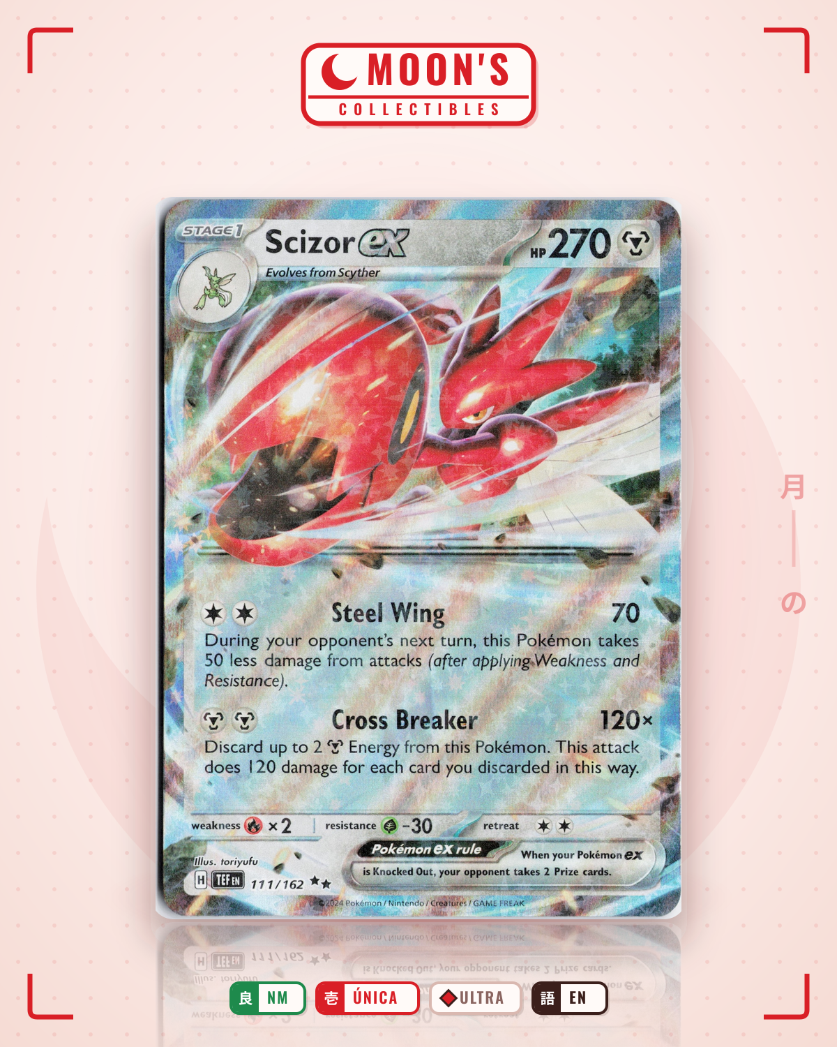 Carta Pokémon Scizor ex · Temporal Forces #111/162 (NM) — pieza única en Moon's Collectibles México