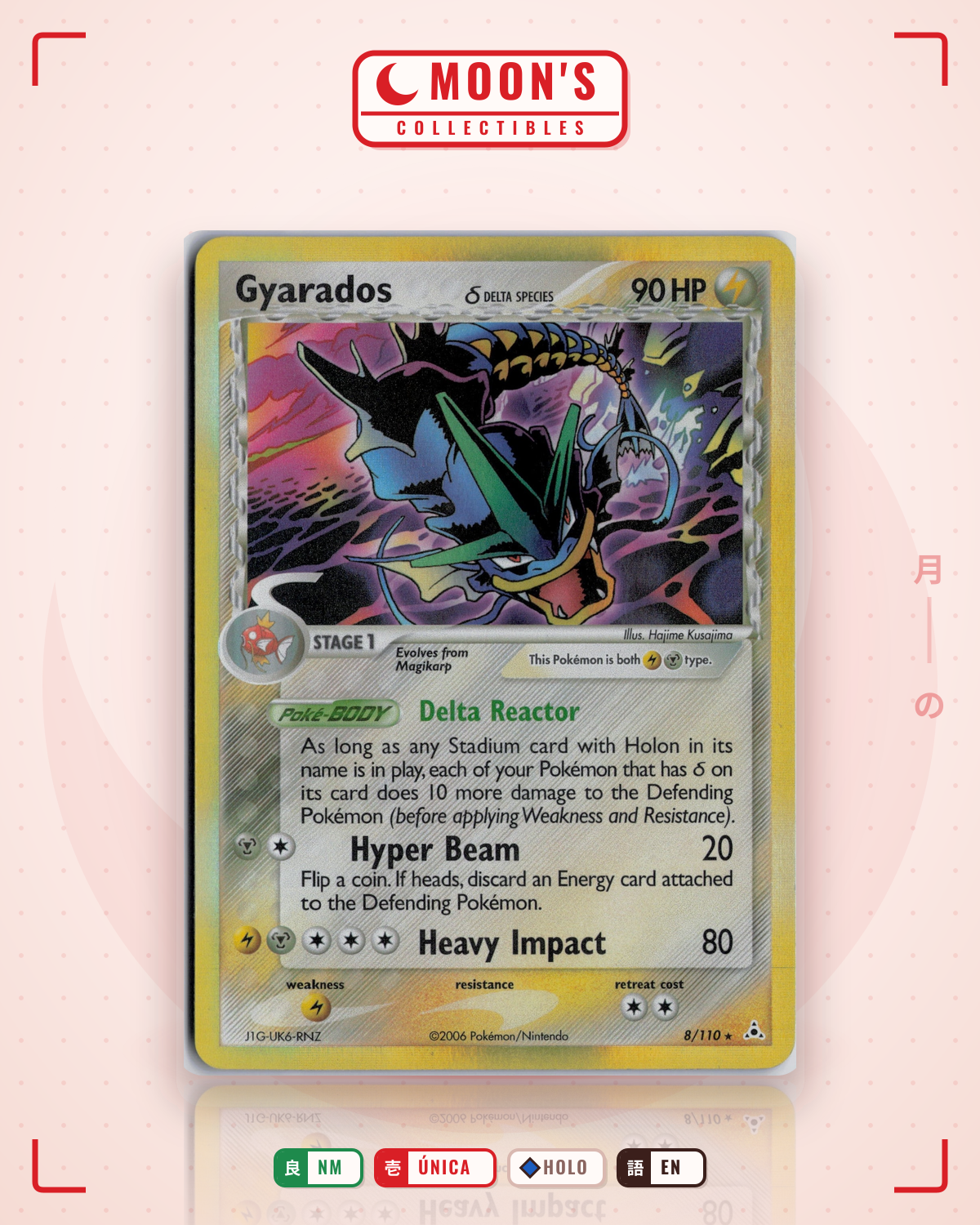 Carta Pokémon Gyarados δ · Holon Phantoms #8/110 (NM) — pieza única en Moon's Collectibles México