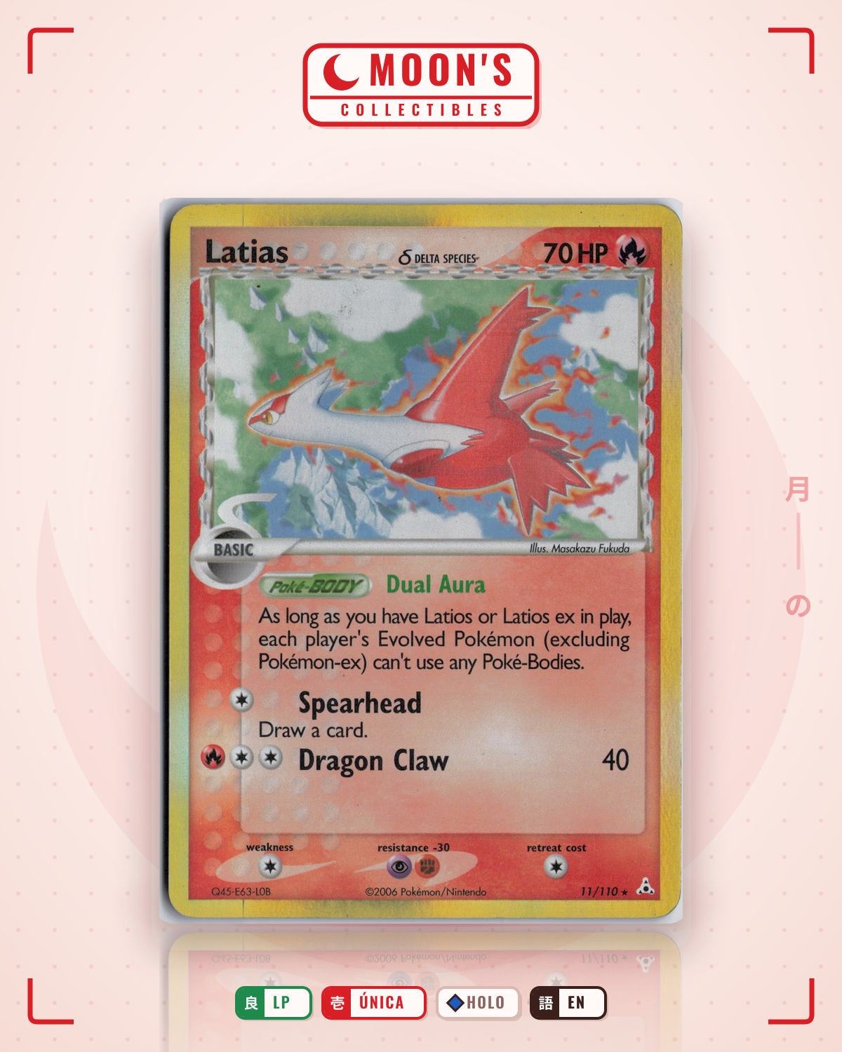 Carta Pokémon Latias δ · Holon Phantoms #11/110 (LP) — pieza única en Moon's Collectibles México