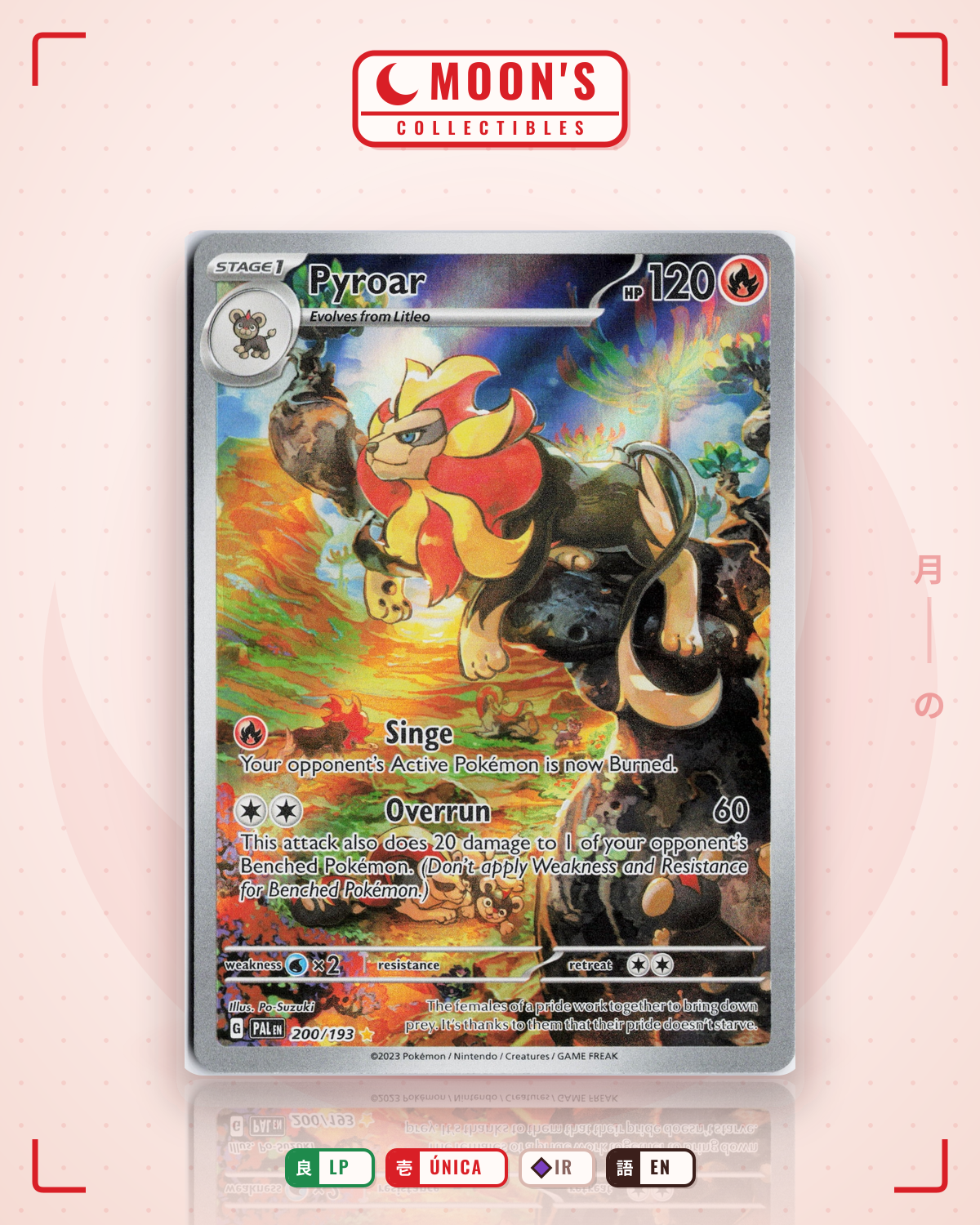 Carta Pokémon Pyroar · Paldea Evolved #200/193 (LP) — pieza única en Moon's Collectibles México