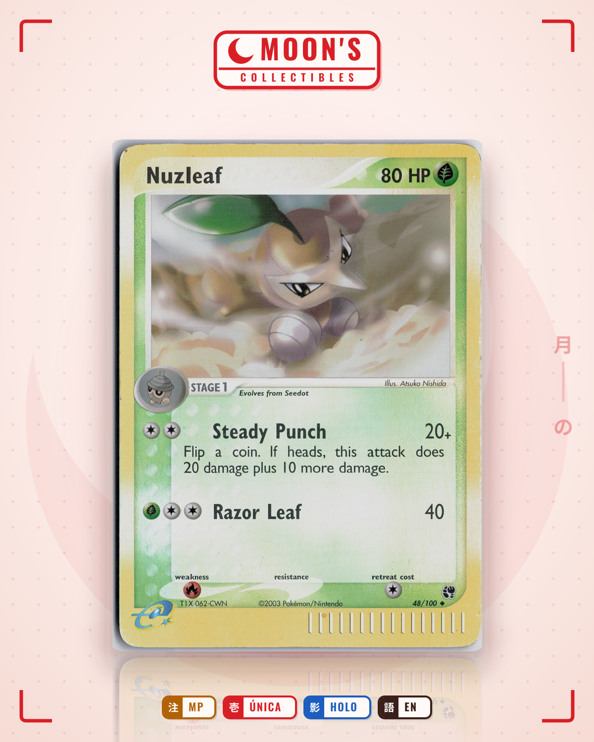Carta Pokémon Nuzleaf · Sandstorm #48/100 (MP) — pieza única en Moon's Collectibles México