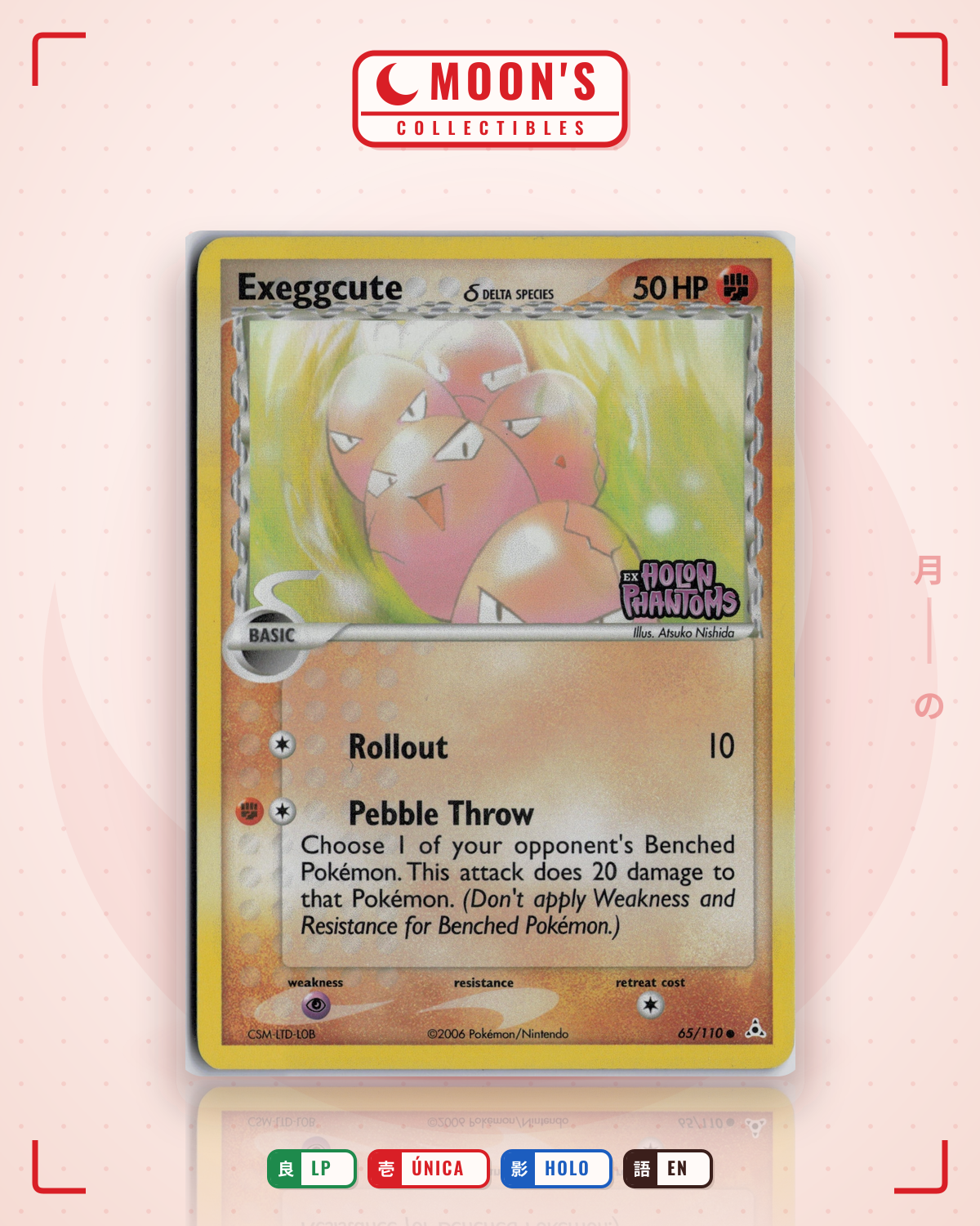 Carta Pokémon Exeggcute δ · Holon Phantoms #65/110 (LP) — pieza única en Moon's Collectibles México