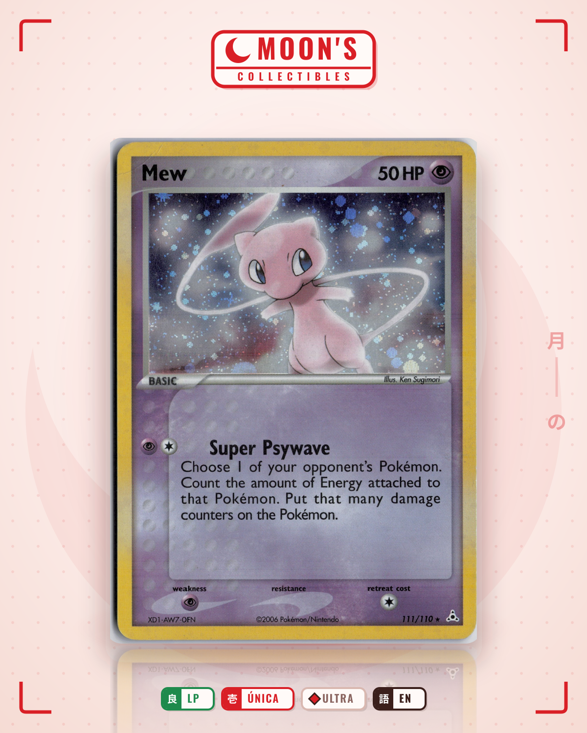 Carta Pokémon Mew · Holon Phantoms #111/110 (LP) — pieza única en Moon's Collectibles México