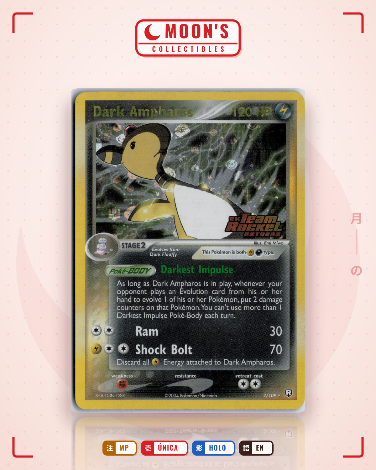 Carta Pokémon Dark Ampharos · Team Rocket Returns #2/109 (MP) — pieza única en Moon's Collectibles México