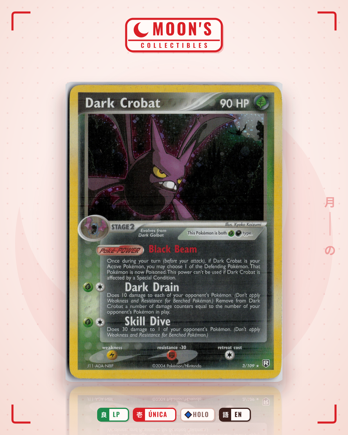 Carta Pokémon Dark Crobat · Team Rocket Returns #3/109 (LP) — pieza única en Moon's Collectibles México