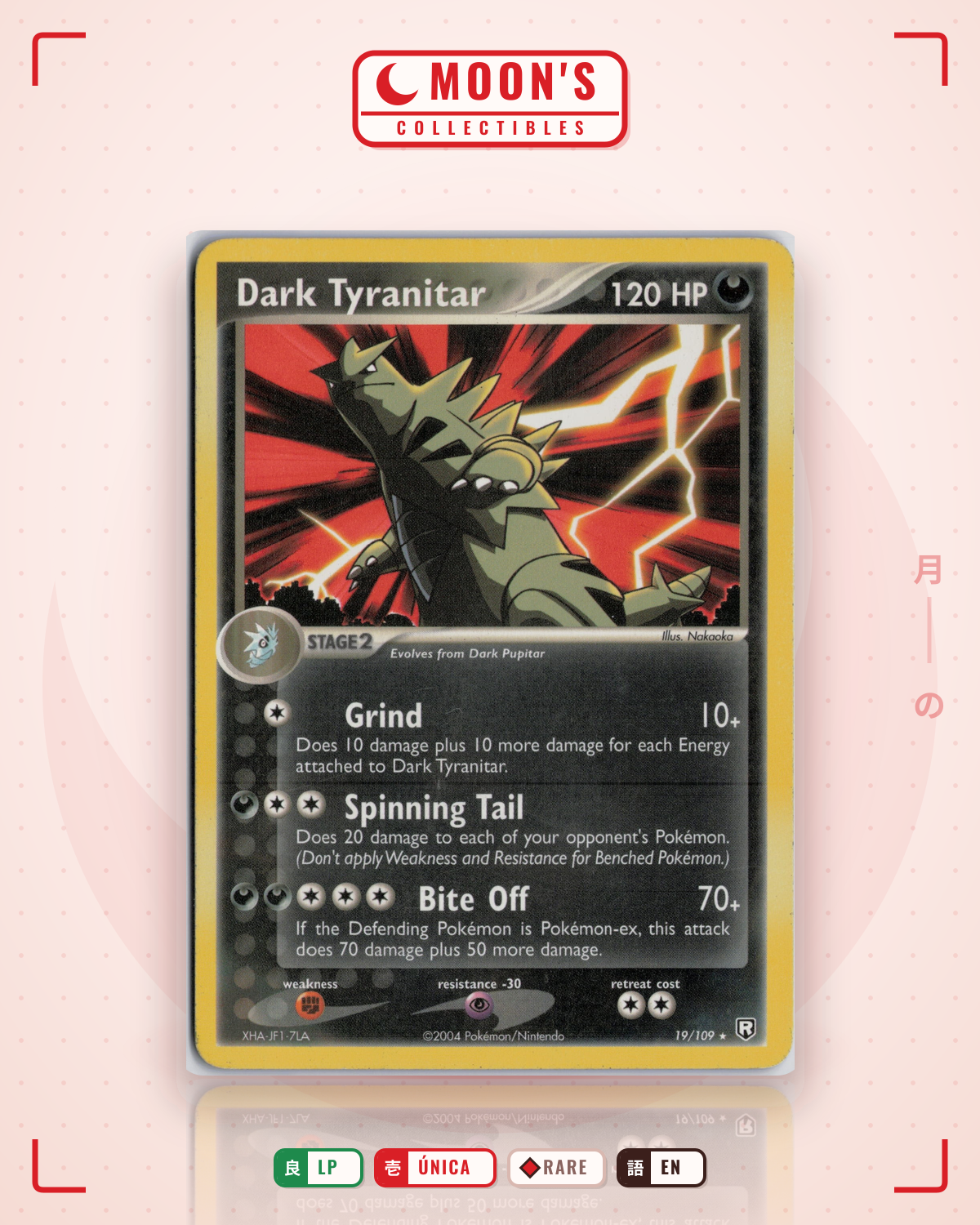 Carta Pokémon Dark Tyranitar · Team Rocket Returns #19/109 (LP) — pieza única en Moon's Collectibles México