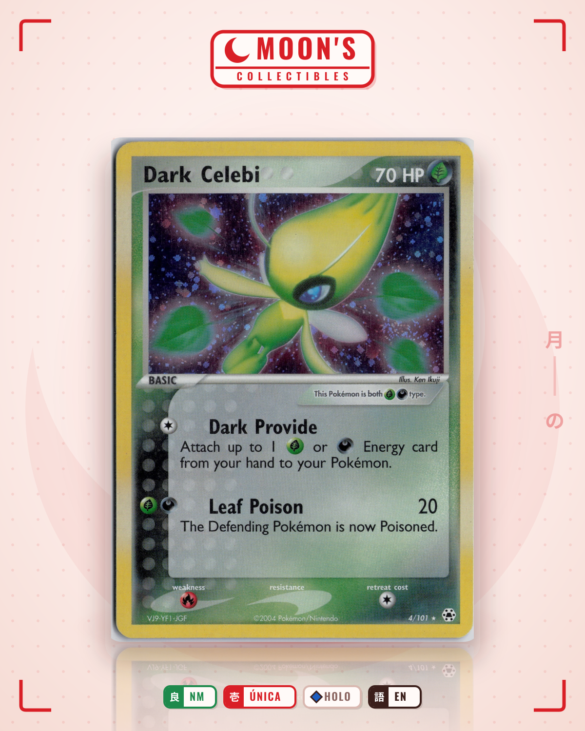 Carta Pokémon Dark Celebi · Hidden Legends #4/101 (NM) — pieza única en Moon's Collectibles México