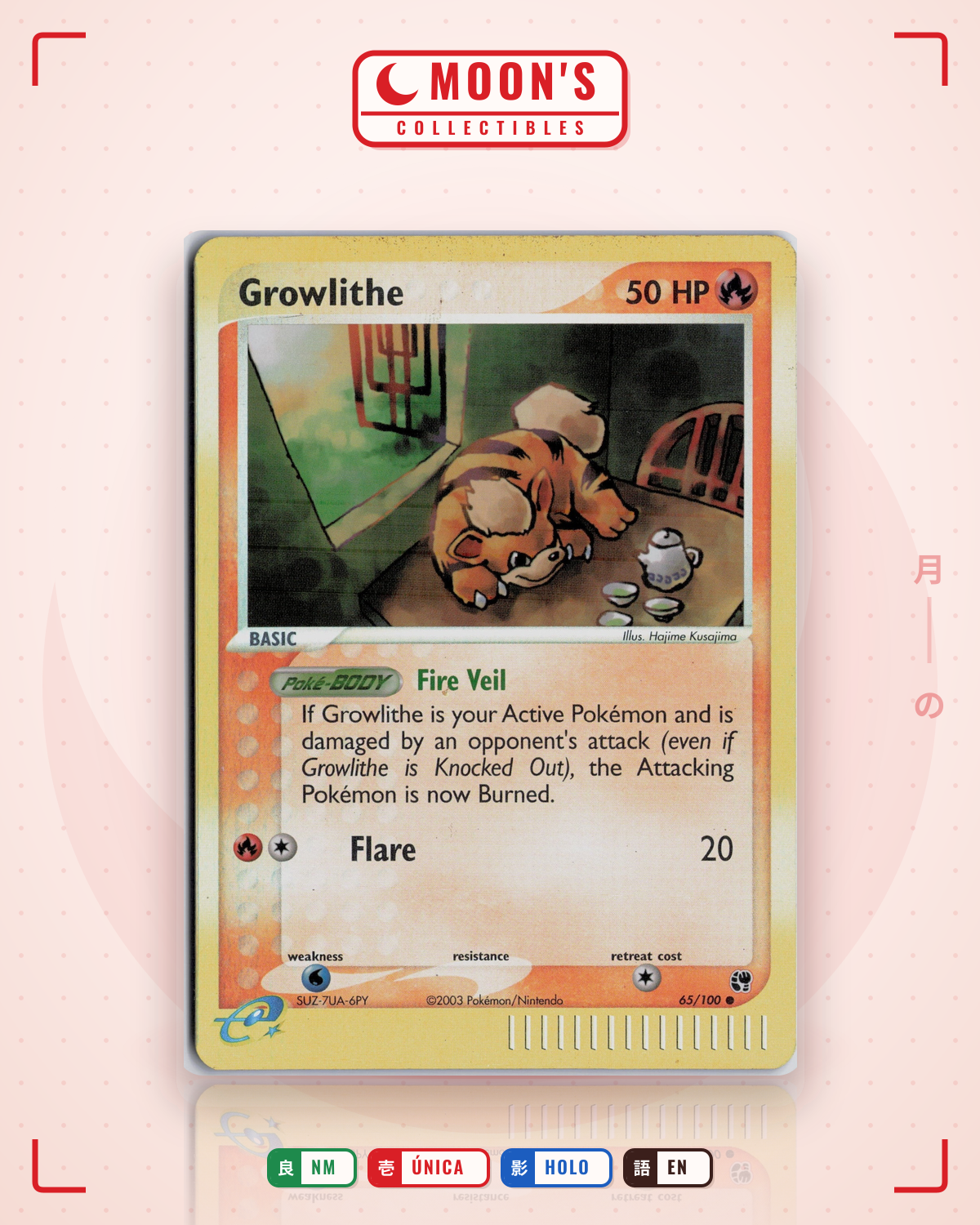 Carta Pokémon Growlithe · Sandstorm #65/100 (NM) — pieza única en Moon's Collectibles México
