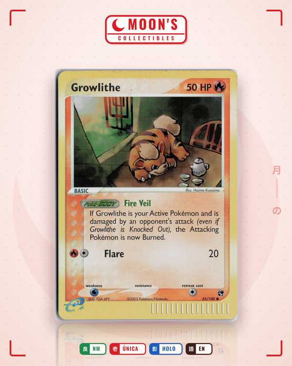 Carta Pokémon Growlithe · Sandstorm #65/100 (NM) — pieza única en Moon's Collectibles México