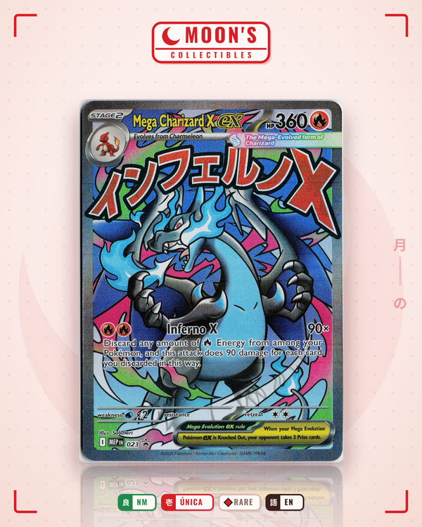 Carta Pokémon Mega Charizard X ex · Mega Evolution Black Star Promos #023 (NM) — pieza única en Moon's Collectibles México