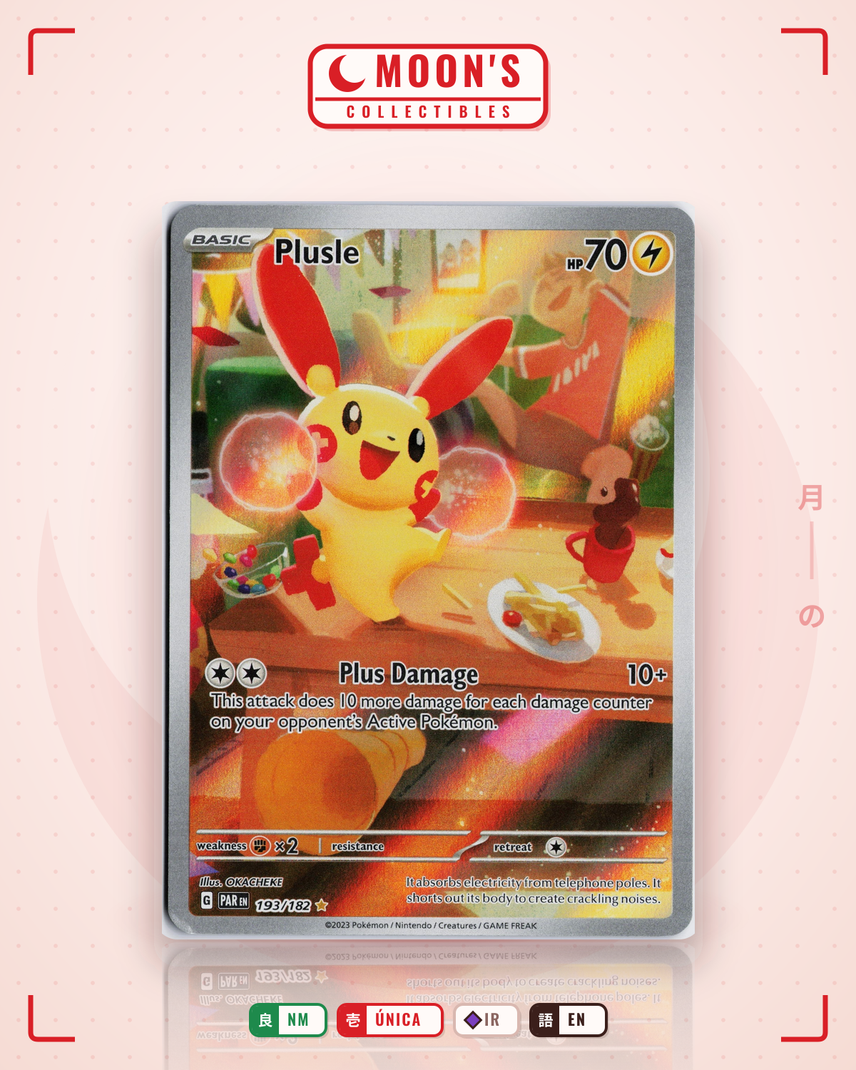 Carta Pokémon Plusle · Paradox Rift #193/182 (NM) — pieza única en Moon's Collectibles México