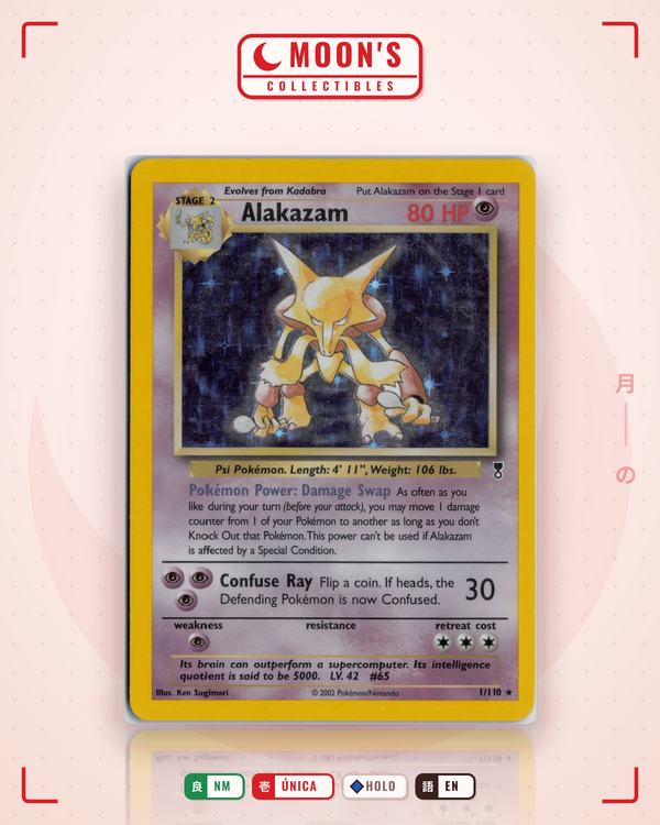 Carta Pokémon Alakazam · Base Set 2 #1/130 (NM) — pieza única en Moon's Collectibles México