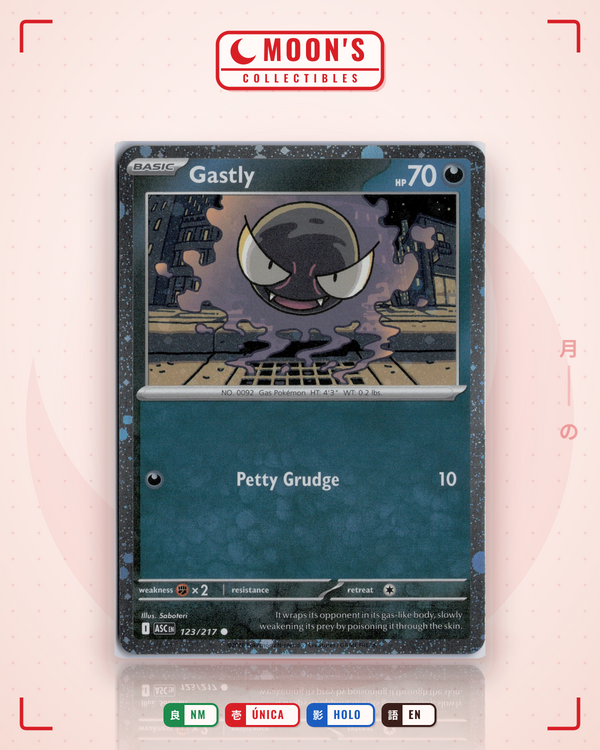Carta Pokémon Gastly · Ascended Heroes #123/217 (NM) — pieza única en Moon's Collectibles México