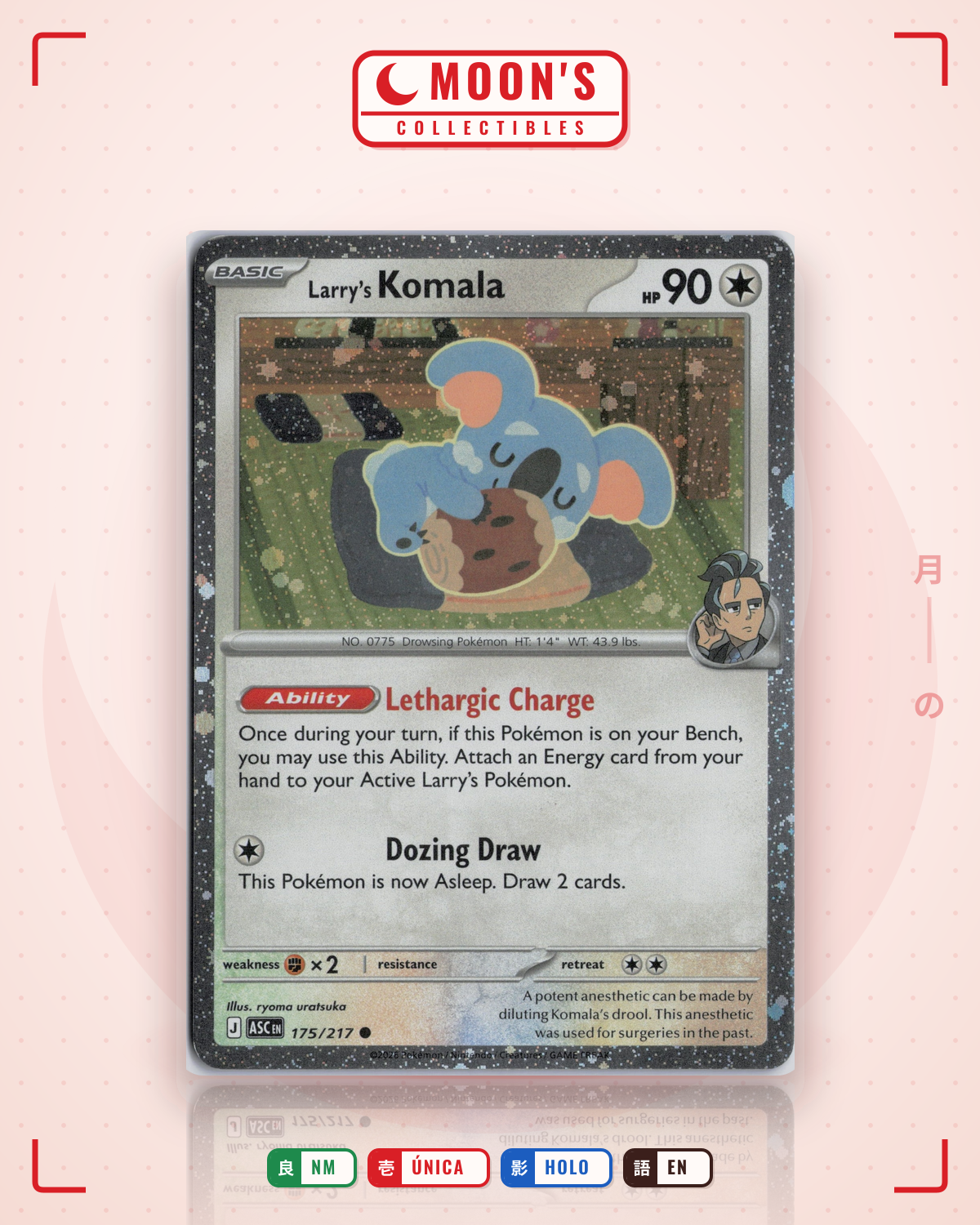 Carta Pokémon Larry's Komala · Ascended Heroes #175/217 (NM) — pieza única en Moon's Collectibles México