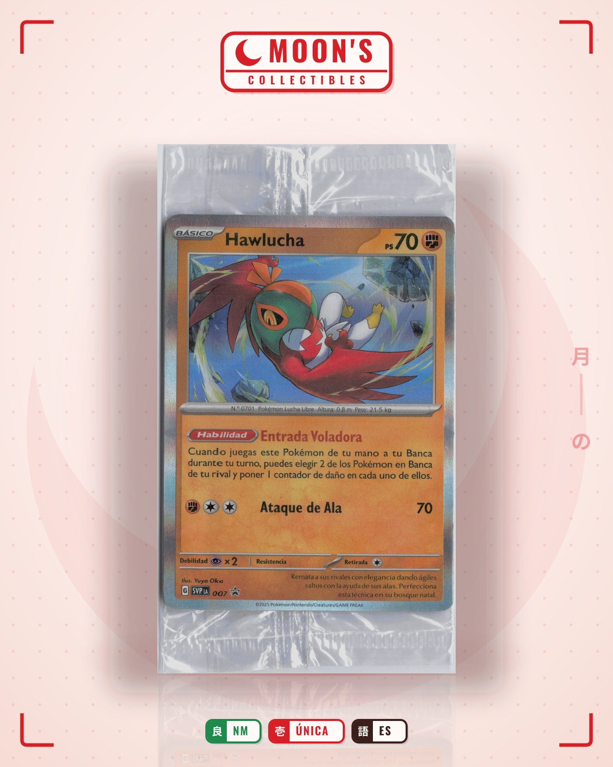 Carta Pokémon Hawlucha · Prismatic Evolutions #089/131 (NM) — pieza única en Moon's Collectibles México