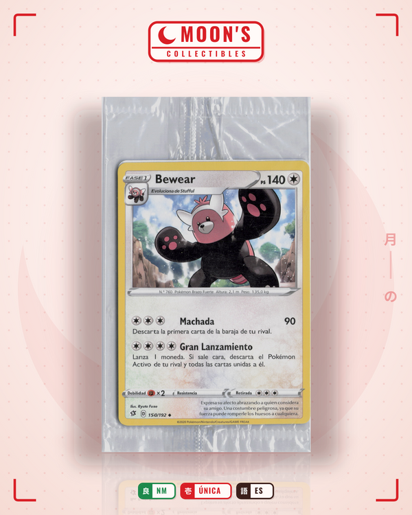 Carta Pokémon Bewear · Rebel Clash #150/192 (NM) — pieza única en Moon's Collectibles México
