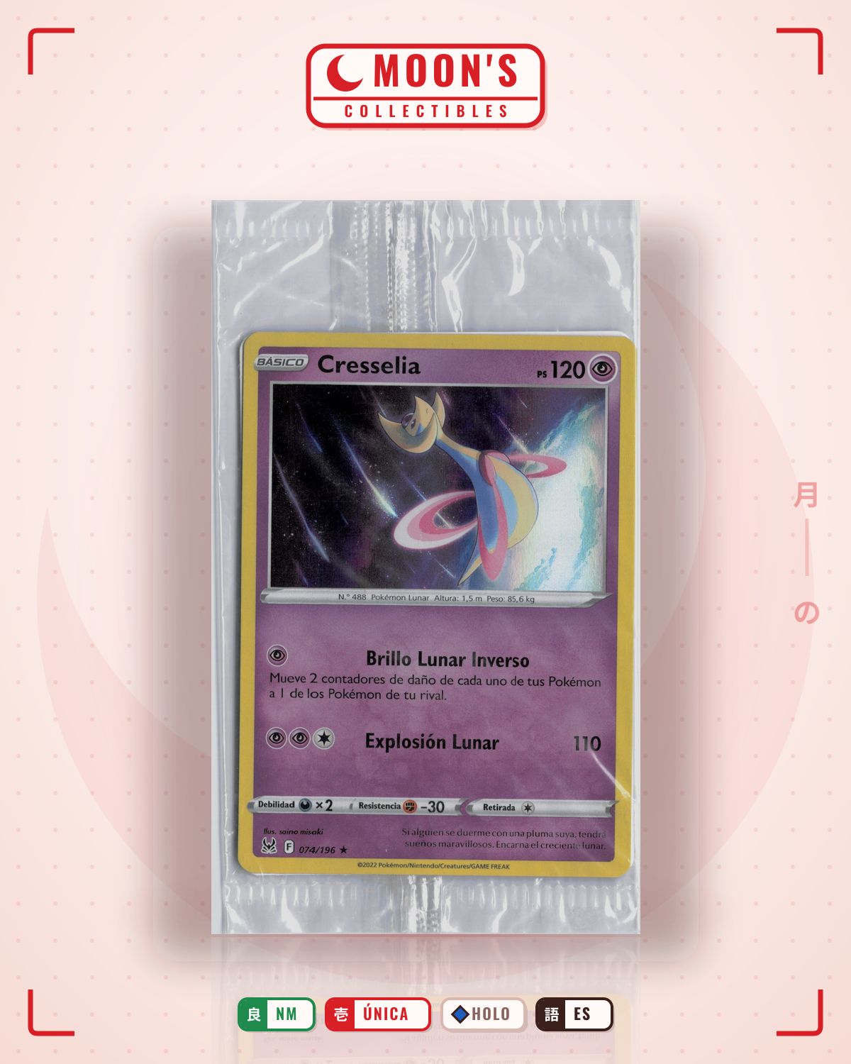 Carta Pokémon Cresselia · Lost Origin #074/196 (NM) — pieza única en Moon's Collectibles México