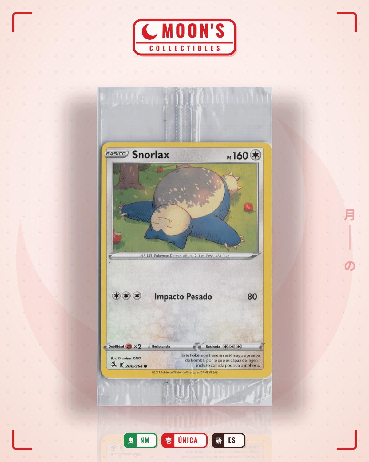 Carta Pokémon Snorlax · Fusion Strike #206/264 (NM) — pieza única en Moon's Collectibles México