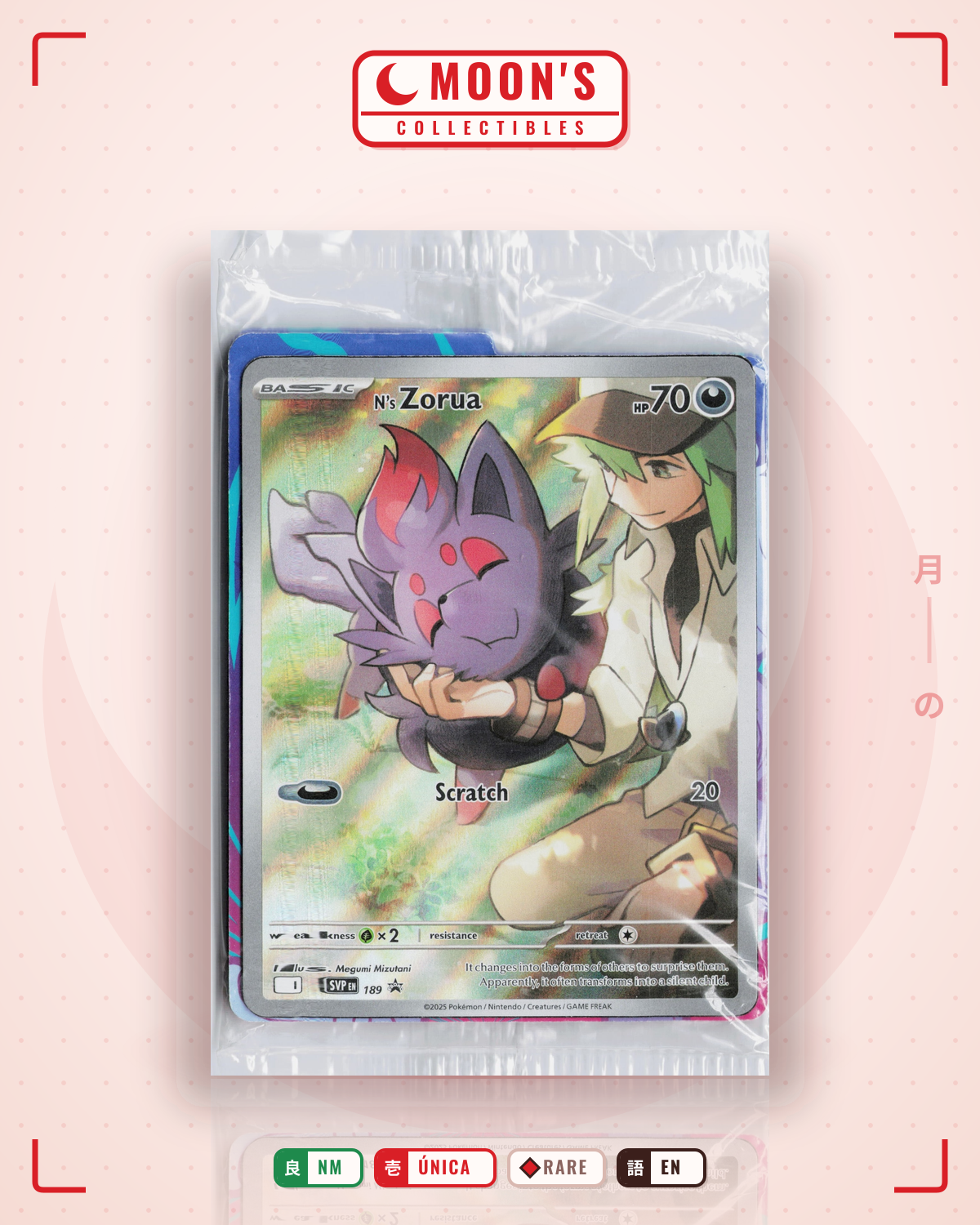 Carta Pokémon N's Zorua · Scarlet & Violet Black Star Promos #189 (NM) — pieza única en Moon's Collectibles México